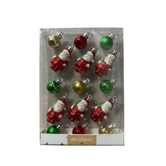 HOLIDAY LANE Ornamentation Mini Santa & Ball Ornaments, Set of 15 - Picture 8 of 8